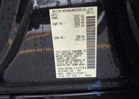 2017 Nissan Altima 2.5/S/Sv/Sl/Sr из США, поврежденный, VIN 1N4AL3AP3HC122781